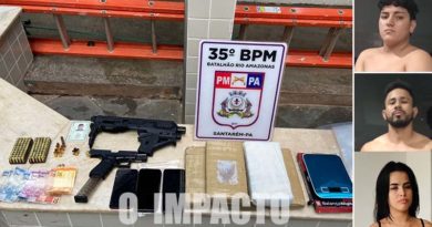 Santarém – PM apreende drogas, armas e leva trio para a delegacia; outro ferido não foi detido