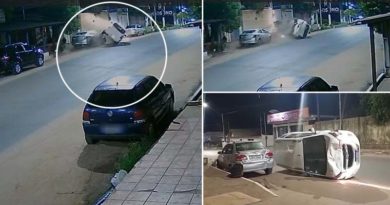 Vídeo – Carro tomba após atingir veículos estacionados na Avenida Rui Barbosa